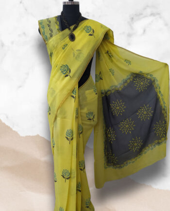Georgette Gold Border Sarees
