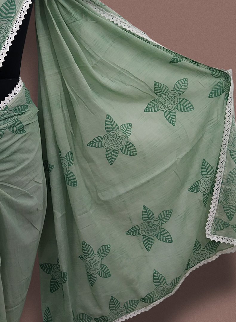 Buy DollsofIndia Embroidered Ivory Organdy Cotton Saree (SD30) at Amazon.in