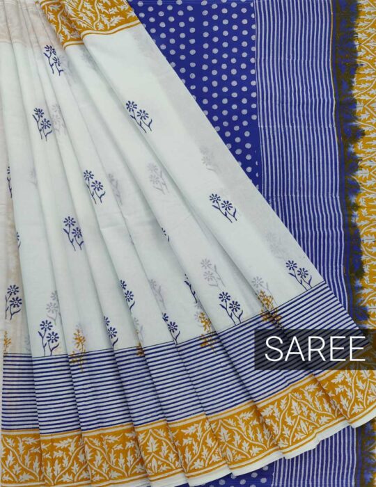 Cotton Block Printed Saree-ML51